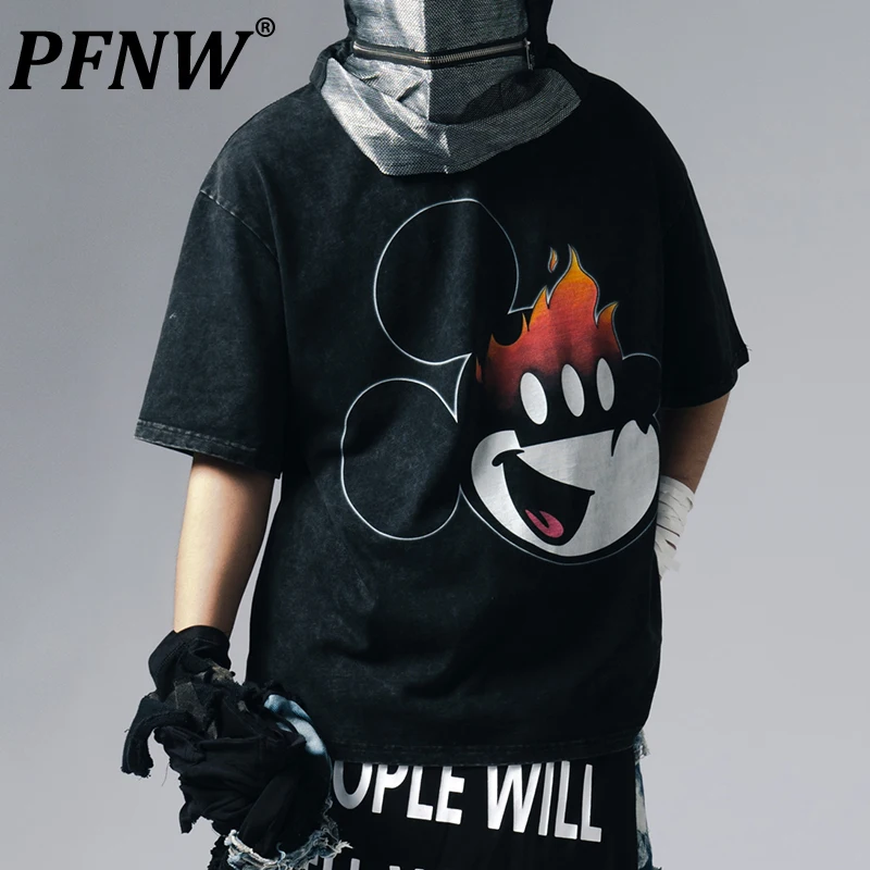 

PFNW Summer New Men's Short Sleeve T-shirts Y2k Trendy Darkwear Harajuku High Street Breathable Leisure Print Niche Tees 28A3368