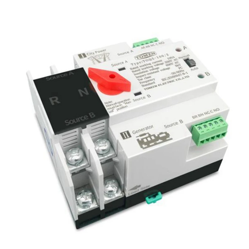 

2X Din Rail 2P ATS Dual Power автоматический переключатель, электрические переключатели непрерывного питания 63 А
