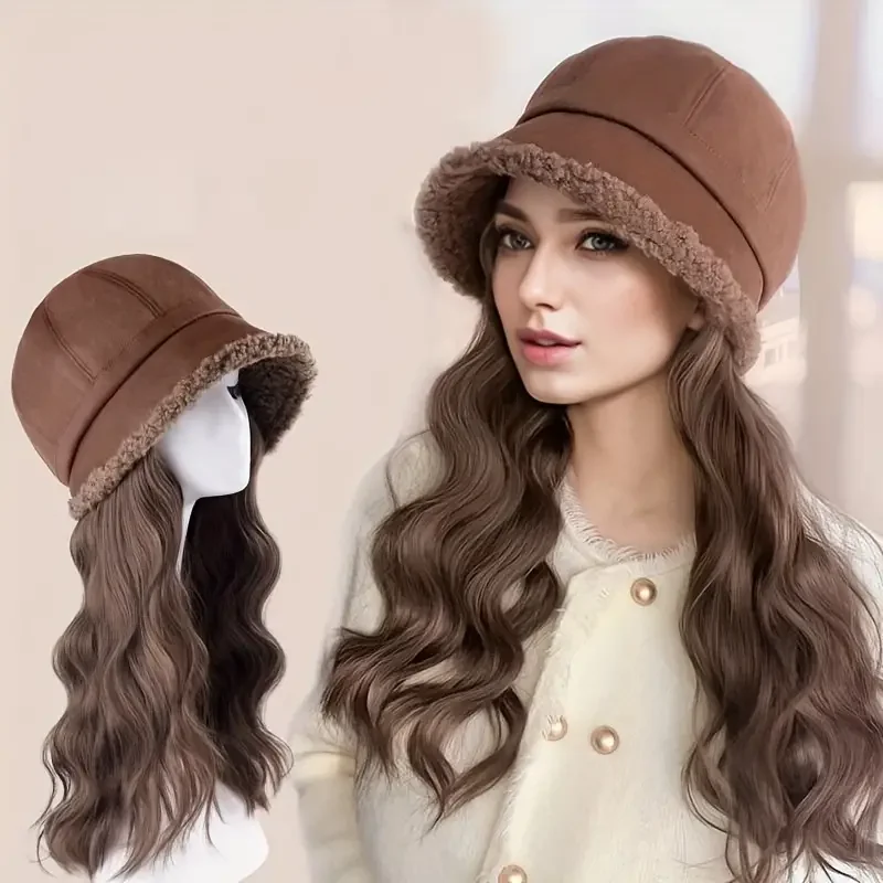 Шляпа парик универсальная шерстяная кудри утолщенная осенне-зимняя новая