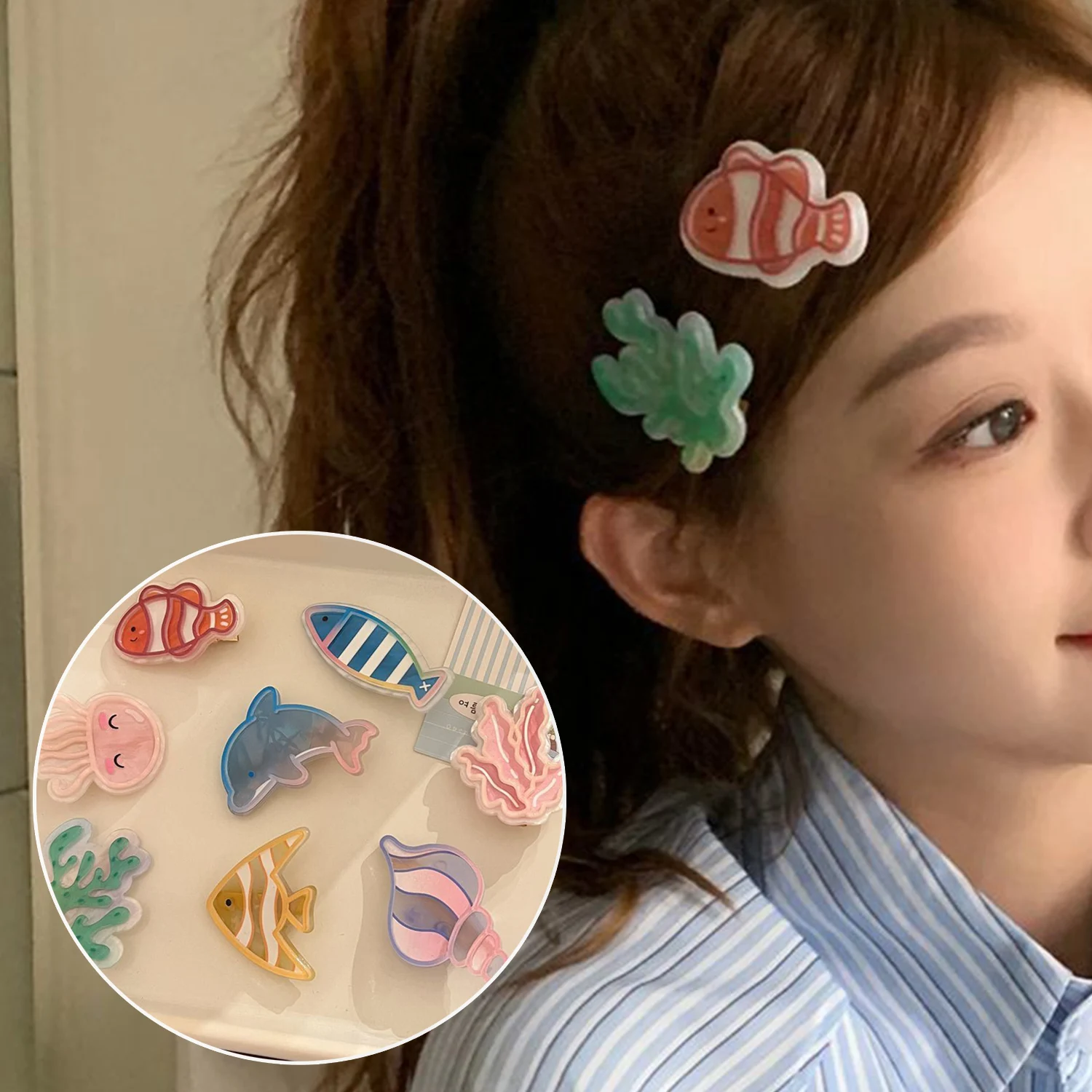 

1pcs Funny Creative Marine Animals Hair Clip for Women Girl Korean Small Side BB Hairpin Cute Sweet Headwear Hair Accessories