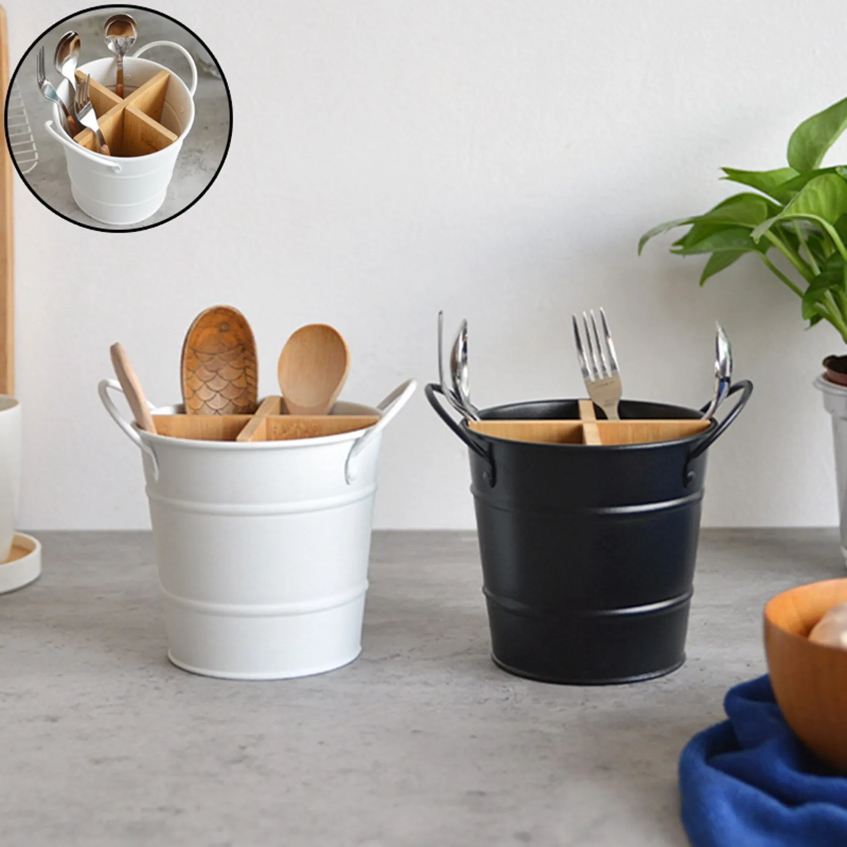 

Kitchen Cutlery Organizer Multifunctional Household Separate Spoon Fork Chopstick Cooking Tool Bucket Storage Holder Drain