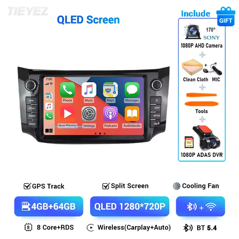 

Автомобильный радиоприемник Android 15 для Nissan Sylphy B17 Sentra 12 2012 2013 2014-2018 2K Carplay GPS Мультимедийный видеоплеер Стерео 4G