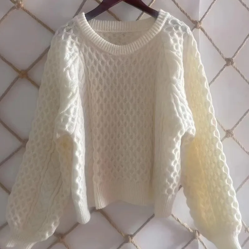 Элегантные осенне-зимние вязаные топы свитер повседневный Свободный пуловер