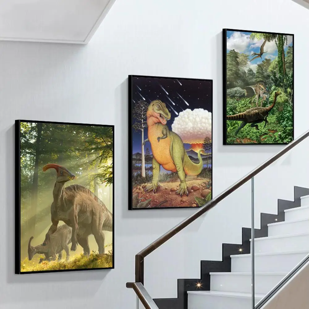 

Dinosaur art paint Poster Self-adhesive Art Poster Retro Kraft Paper Sticker DIY Room Bar Cafe Vintage Decorative Painting