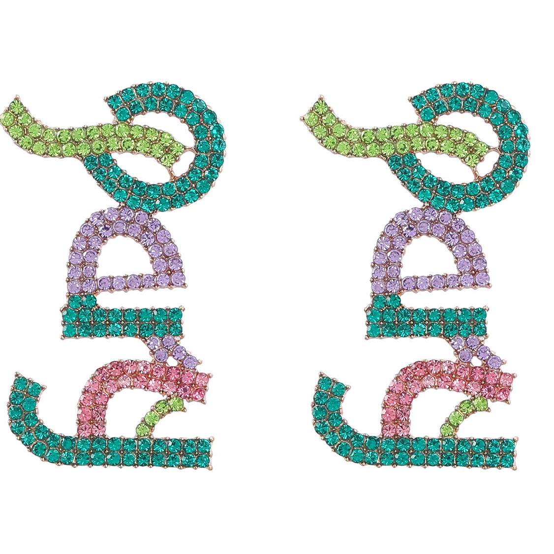

2022 Hip Hop Fashion Rhinestone English Letter Earrings for Woman Party Jewelry
