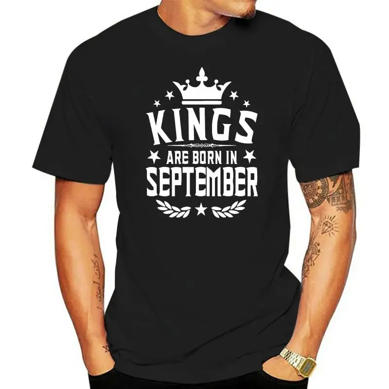 

Kings Are Born In September Men's T-shirt. Birthday Gift For Him. Birthday Tops Tee T Shirt T-Shirt Summer O Neck Tops