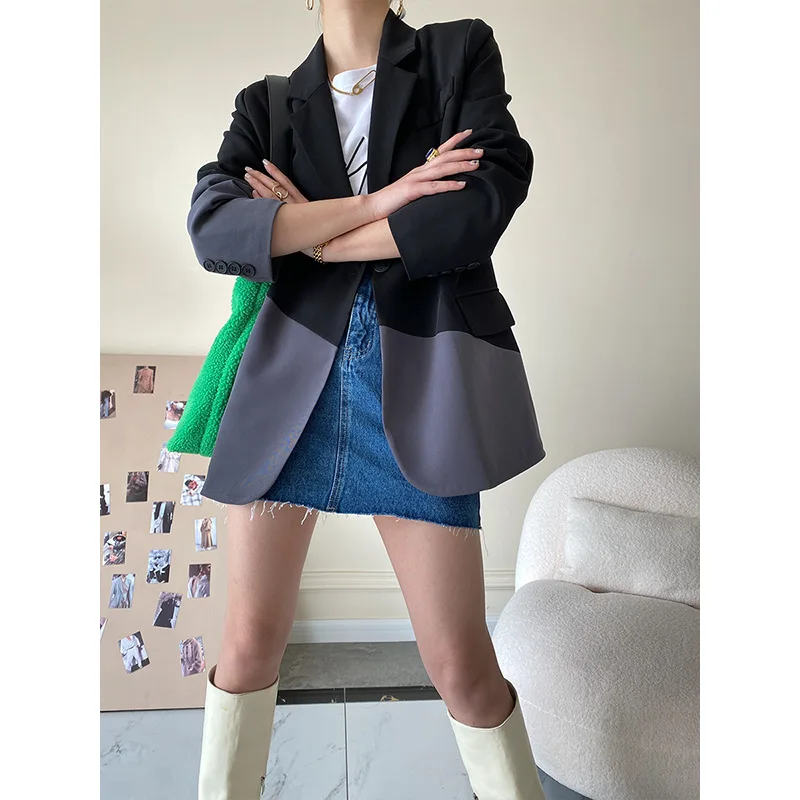 

Новинка весна-осень 2023, новый трендовый повседневный костюм с подходящим цветом, Женская куртка, элегантная маленькая куртка во французском стиле