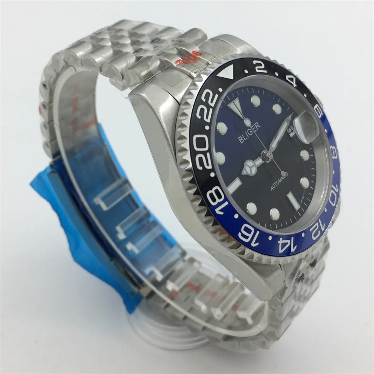 Мужские часы BLIGER 40 мм NH35 PT5000 120 с керамическим корпусом и синим черным глянцевым