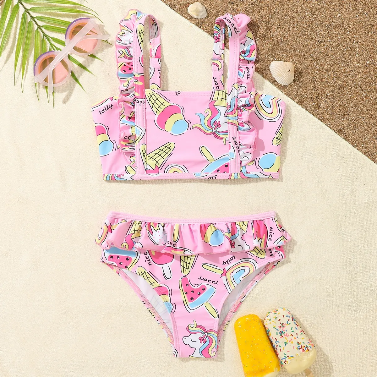 

1-7Year Toddler Baby Girls Swimsuit lovely print Girls Swimwear High quality Kids Bikini set Swimming suit for Kid girls