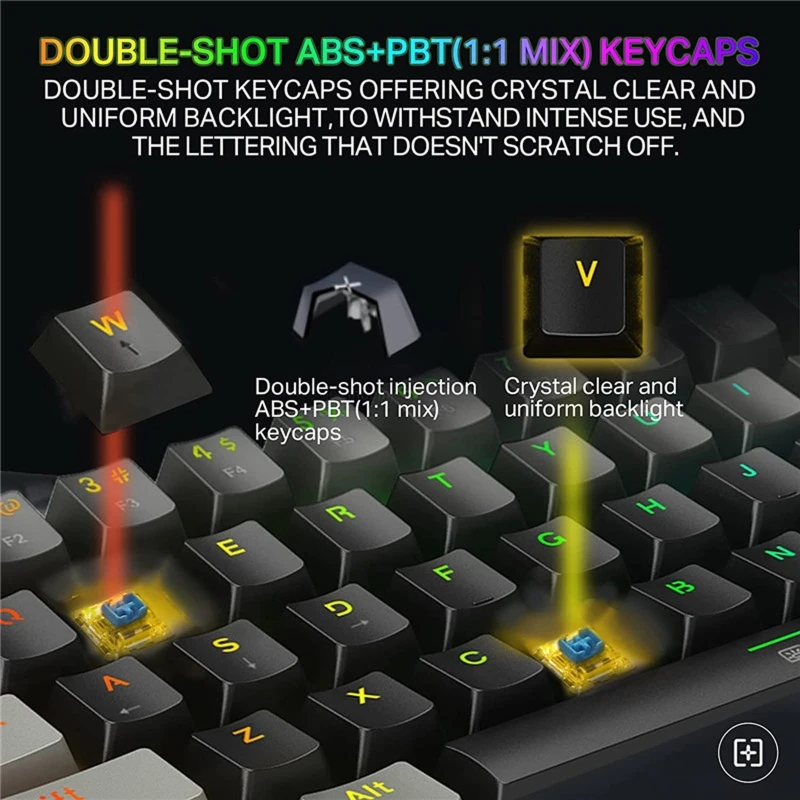 

USB-клавиатура игровая Механическая с RGB-подсветкой, 61 клавиша