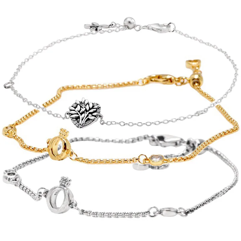 

Оригинальный сверкающий браслет-цепочка с надписью «семейное дерево», европейский стиль, подвеска «сделай сам», ювелирные изделия