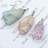 natural stone blue popping crystal charms irregular pendants diy accessory for making necklaces jewelry pop crystal pink pendant