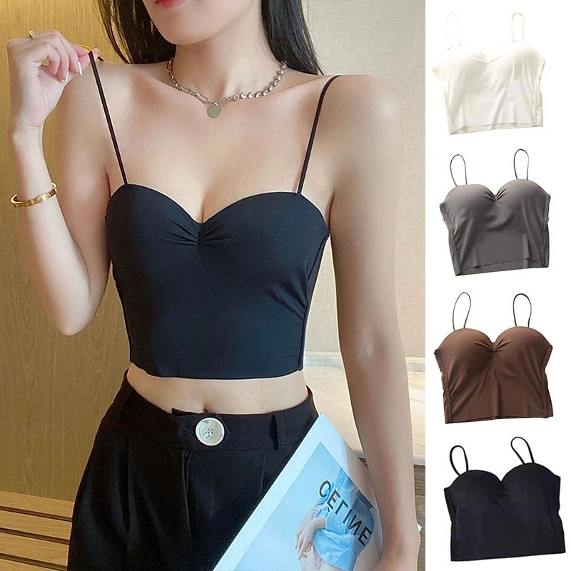 

Women Tube Tops Lingerie Sexy Top Tank Chest Pad Solid Color Suspenders Underwear Seamless Comfortabl Sports Fashion Elastic
