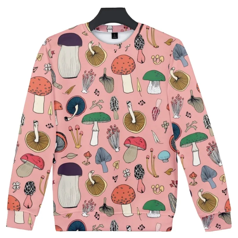 

Mushroom Women High Fashion 3D Hoodies Round Neck Long Sleeve Sweatshirt Hot Trend Casual Streetwear