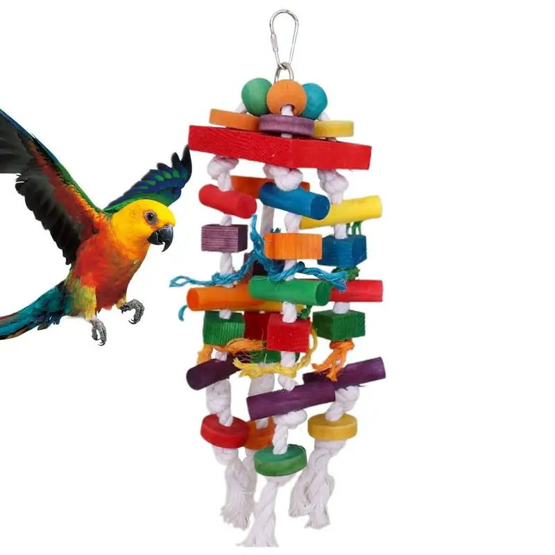 

Bird Foraging Toy Parrot Bite Wood Foraging Toys Wooden Parrot Cage Bite Toys Bird Cage Accessories For Medium Conures
