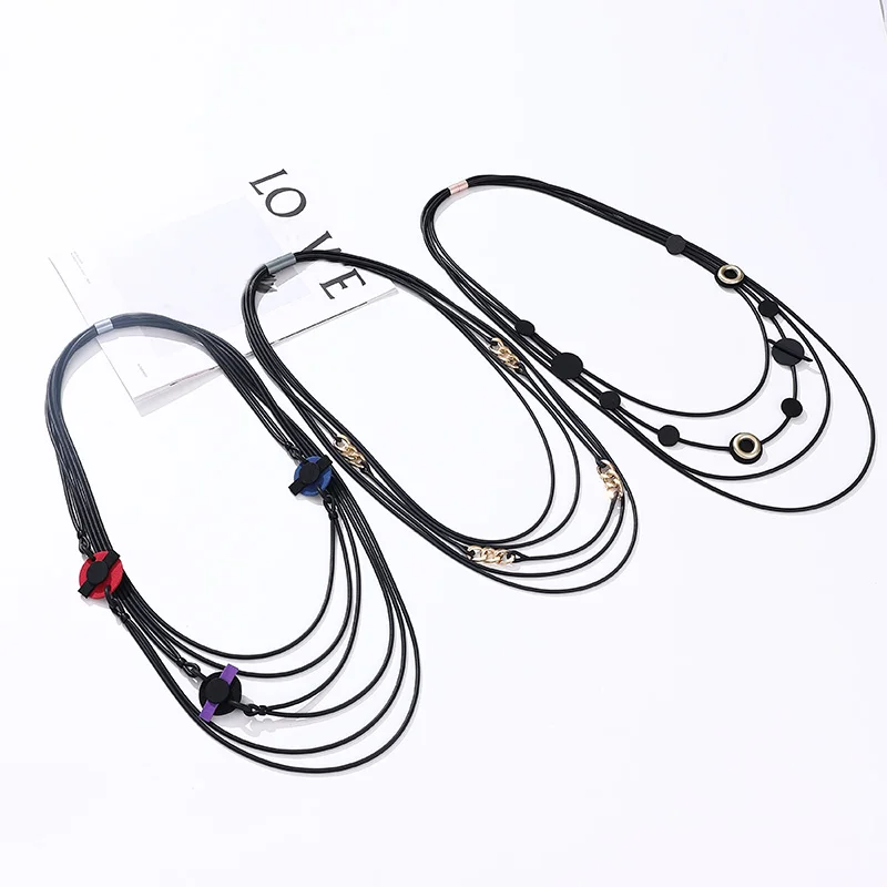 

New Designer Handmade Women Necklaces Vintage Leather Sweater Chains Luxury Clothes Accessories Cute/Romantic Style Jewellery