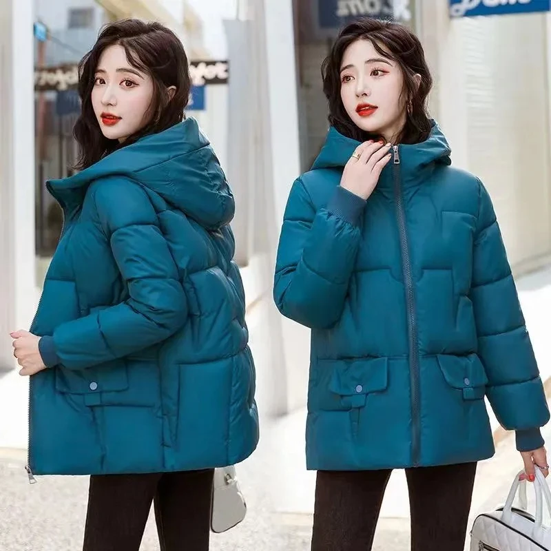 

Women Winter Jacket 2023 New Warm Thicken Down Cotton Jacket Female Short Parkas Korean Loose Hooded Cotton Coat Winter Outwear