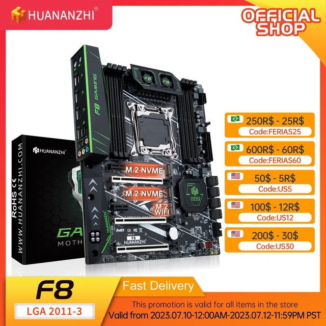 HUANANZHI X99 F8 LGA 2011-3 XEON X99 Motherboard support Intel E5 All Series DDR4 RECC NON-ECC memory NVME USB3.0 ATX Server 1