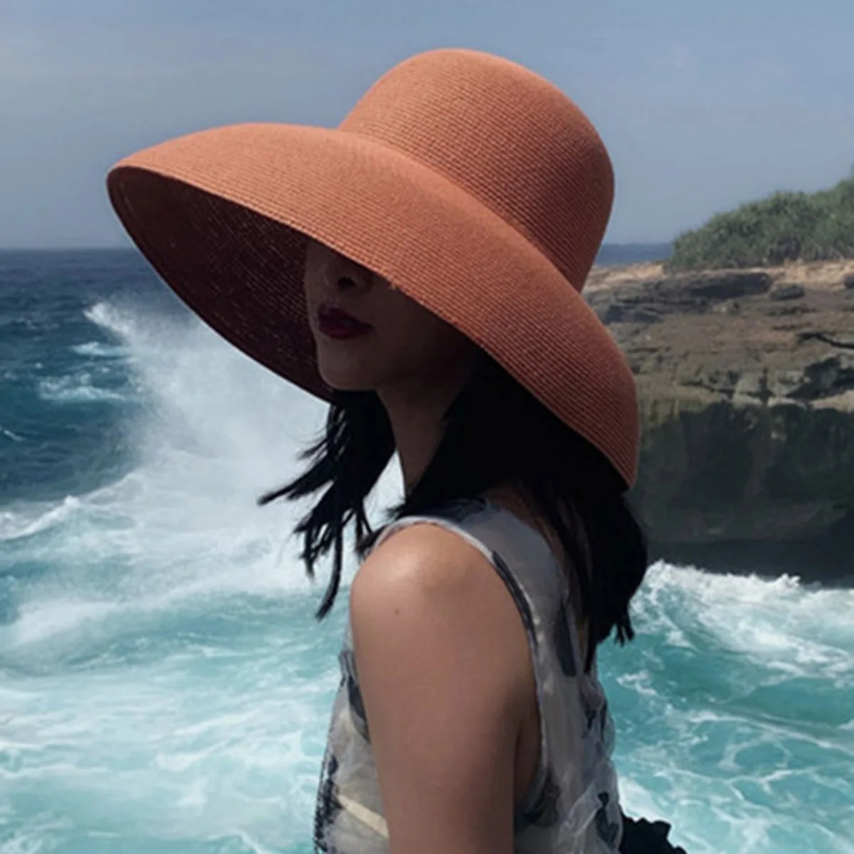

Yeezzi Female Fashion Summer Outdoor Adjustable Leisure Long-Brim Sun-Protection Straw Breathable Hat for Women 2022 New