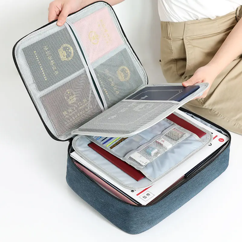 

Document Storage Bag Briefcase Official Seal Organizer Files Folder Ticket Credit Card Pouch Travel Passport Case Accessories