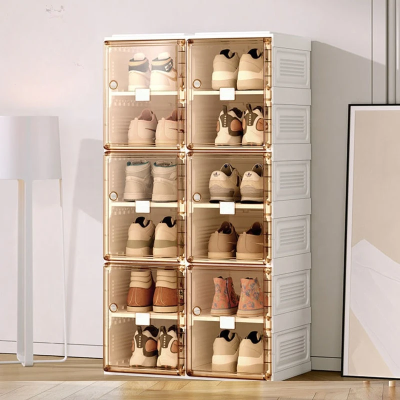 

2023 Clear Transparent PP Shoes Shoe Rack Racks Box Boxes Home Storage Organizer Plastic Cabinet with Magnetic Door