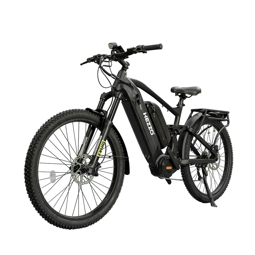 

Электрический велосипед HEZZO 48V1000w, средний привод, 27,5 шин, съемный двойной аккумулятор, электровелосипед, 9 скоростей, 150 км, сверхдлинный радиус действия, Электровелосипеды