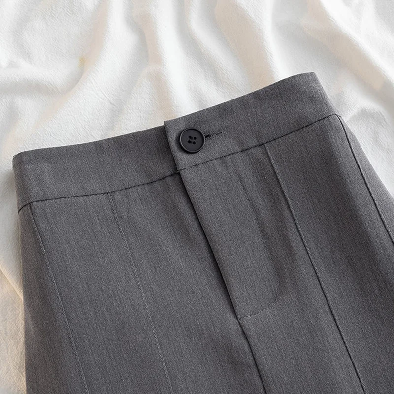 Женская плиссированная длинная юбка черно-серая средней длины с высокой талией в