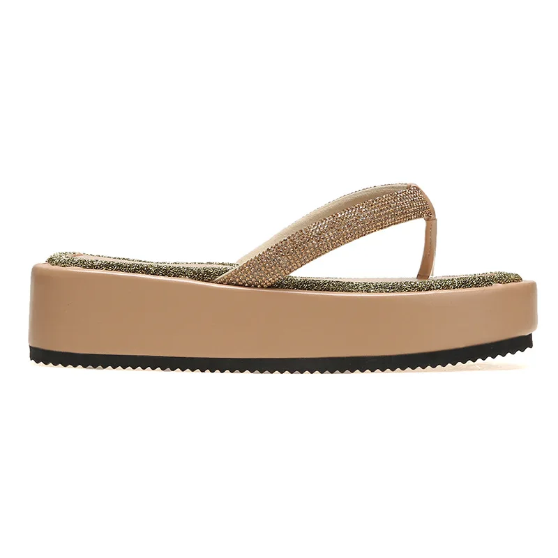 Plus Size 43 Thick Bottom Slippers for Women 2022 Summer New Slides Flip Flops Women Fashion Crystal Sandals and Slippers