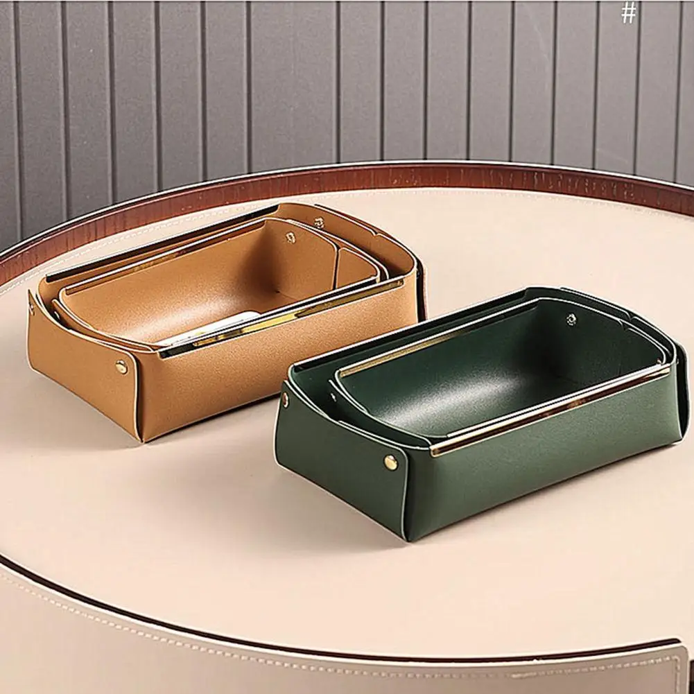 

Ящик для хранения, контейнер в скандинавском стиле, съемная прямоугольная тарелка для ключей из искусственной кожи, товары для дома