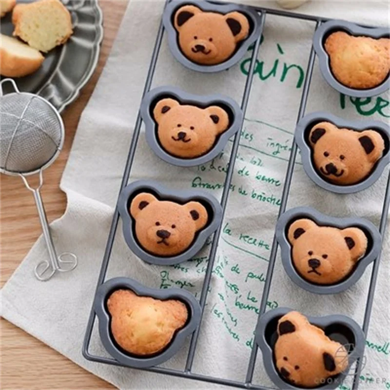 

Cartoon Cakes Animal Bakeware Mold 8 Shape Cavity Madeleine Carbon Steel Home Pan Baking Bear Tool Decoration Muffin Baking