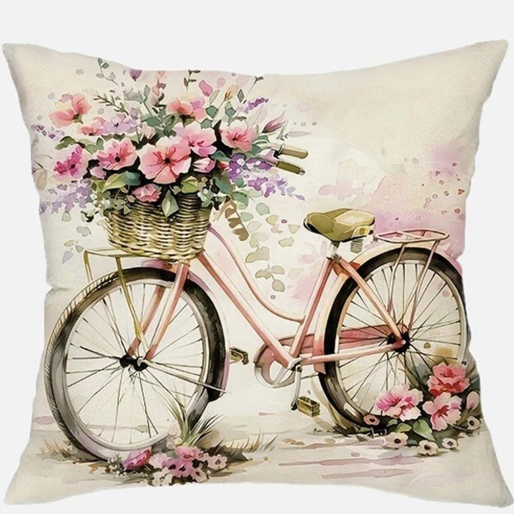 

Декоративная наволочка Country flower bicycle полиэстер велюр 40x40 см