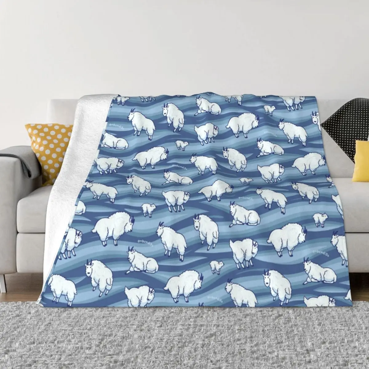 

Mountain Goats Plush Blankets Animal Customized Throw Blanket for Sofa Bedding Lounge 150*125cm Rug Piece