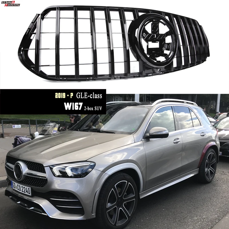 Передний бампер panamerica GTR черный/серебристый для Mercedes 2019-2022 GLE-Class (W167 2-Box SUV не купе) |