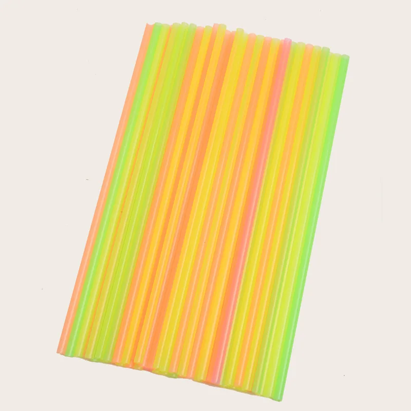 

100 Mix Color Disposable Plastic Straws Fluorescence Bendable Cocktail Drinking Straw Hawaiian Wedding Party Bar Supplies