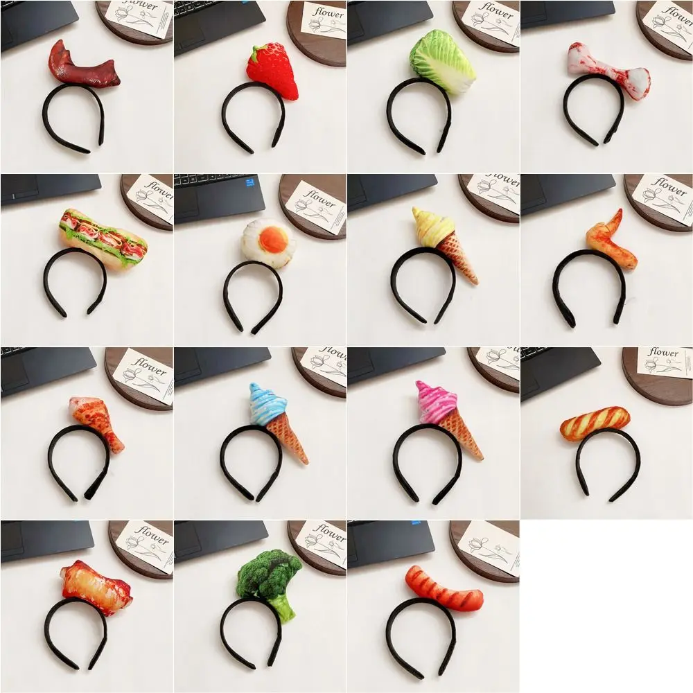 Забавный обруч для волос с имитацией клубники кость гамбург хот-дог повязка на