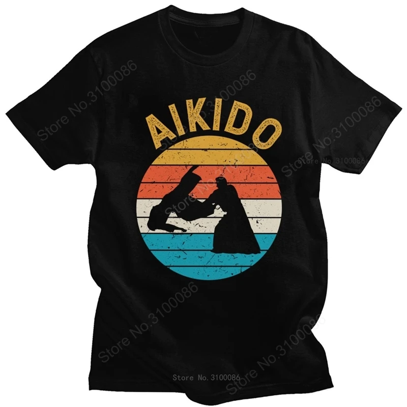 

Vintage Aikido T Shirts Men Pure Cotton Japanese martial Art Fans T-shirt Ueshiba Morihei Tees Short Sleeve Casual Tshirt Merch