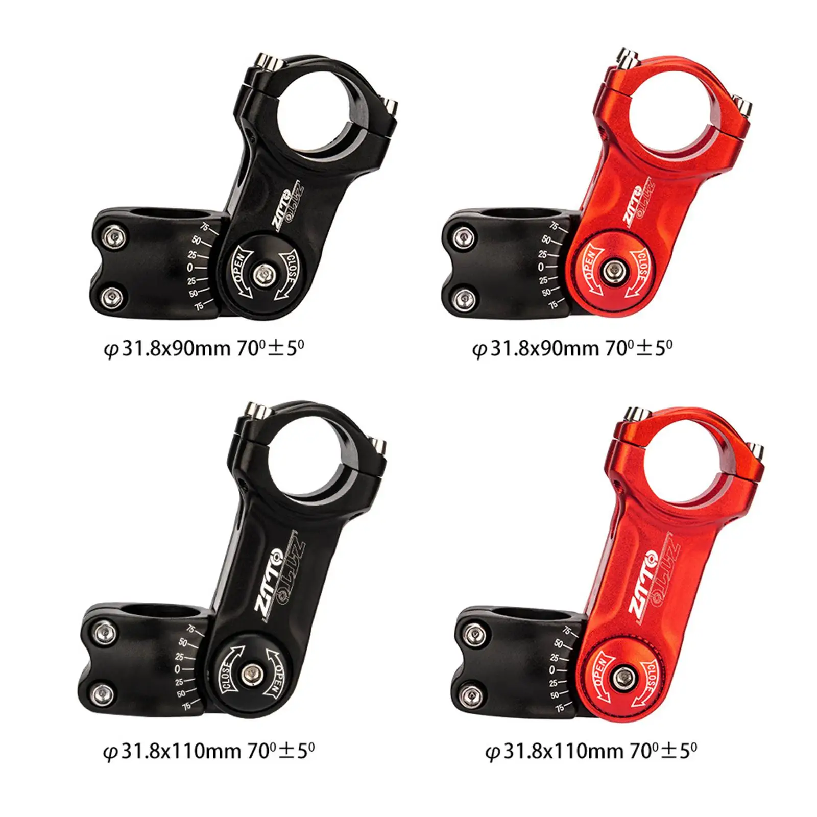 

31.8mm Bike Stem 28.6mm Wide Angle 90 110mm Adjustable Angle for BMX