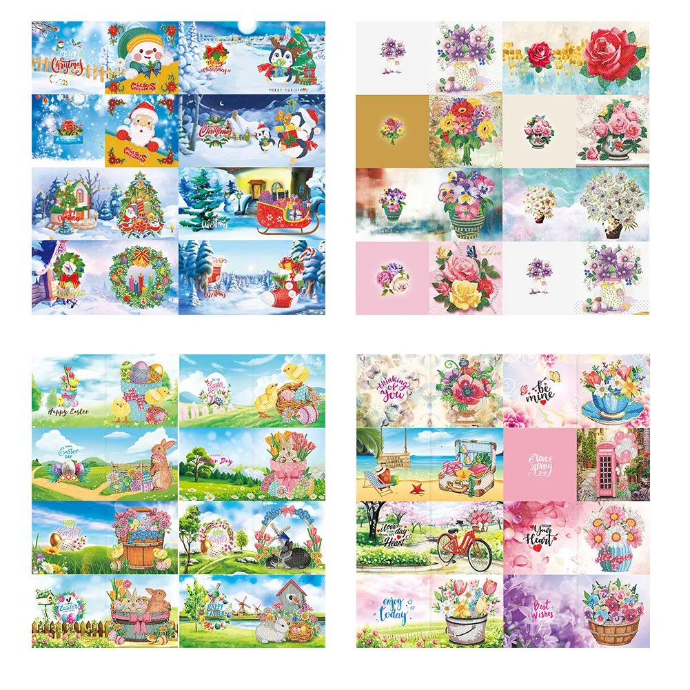 

8 шт., открытки с алмазным рисунком