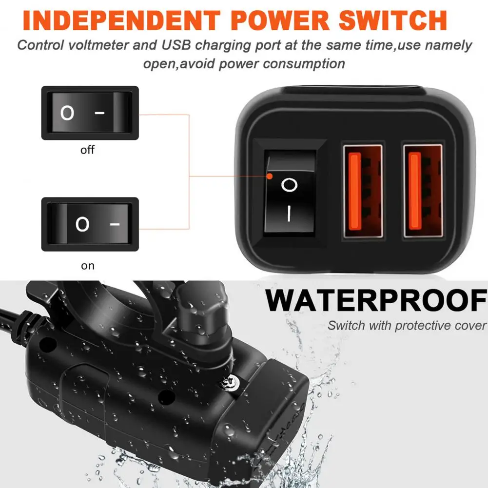 Зарядное устройство для мотоцикла с USB-портом и поддержкой быстрой зарядки
