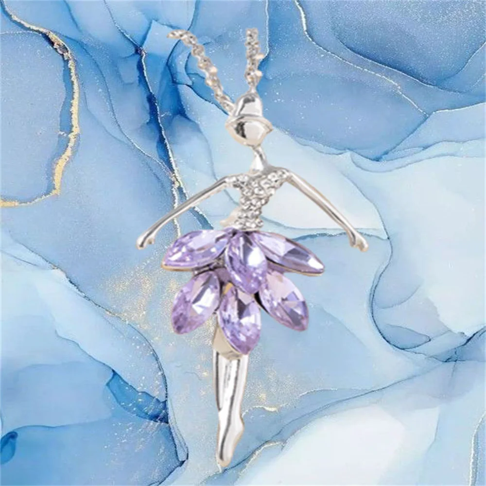 

Simple and Elegant Dancing Ball Head Girl in Purple Dress Exquisite Pendant Necklace as a Gift for Friends