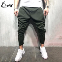 euow brand 2022 fashion breathable solid color petite jogging pants sweatpants casual men clothing mid waist trousers streetwear