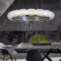 modern luxury crystal led chandelier round ring chandelier living room art deco light fixtures for study dining room