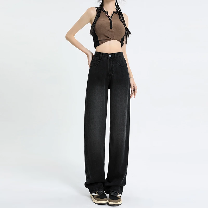 Jeans Women's Black Pants Spring/Summer Commuter High Waist Wide Leg Slim Drop Thin Summer Loose Straight Leg Pants