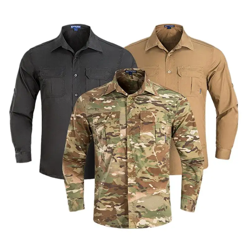 

Hot men's casual training hiking top tactical camouflage shirt men's outdoor quick drying breathable military long sleeved shirt