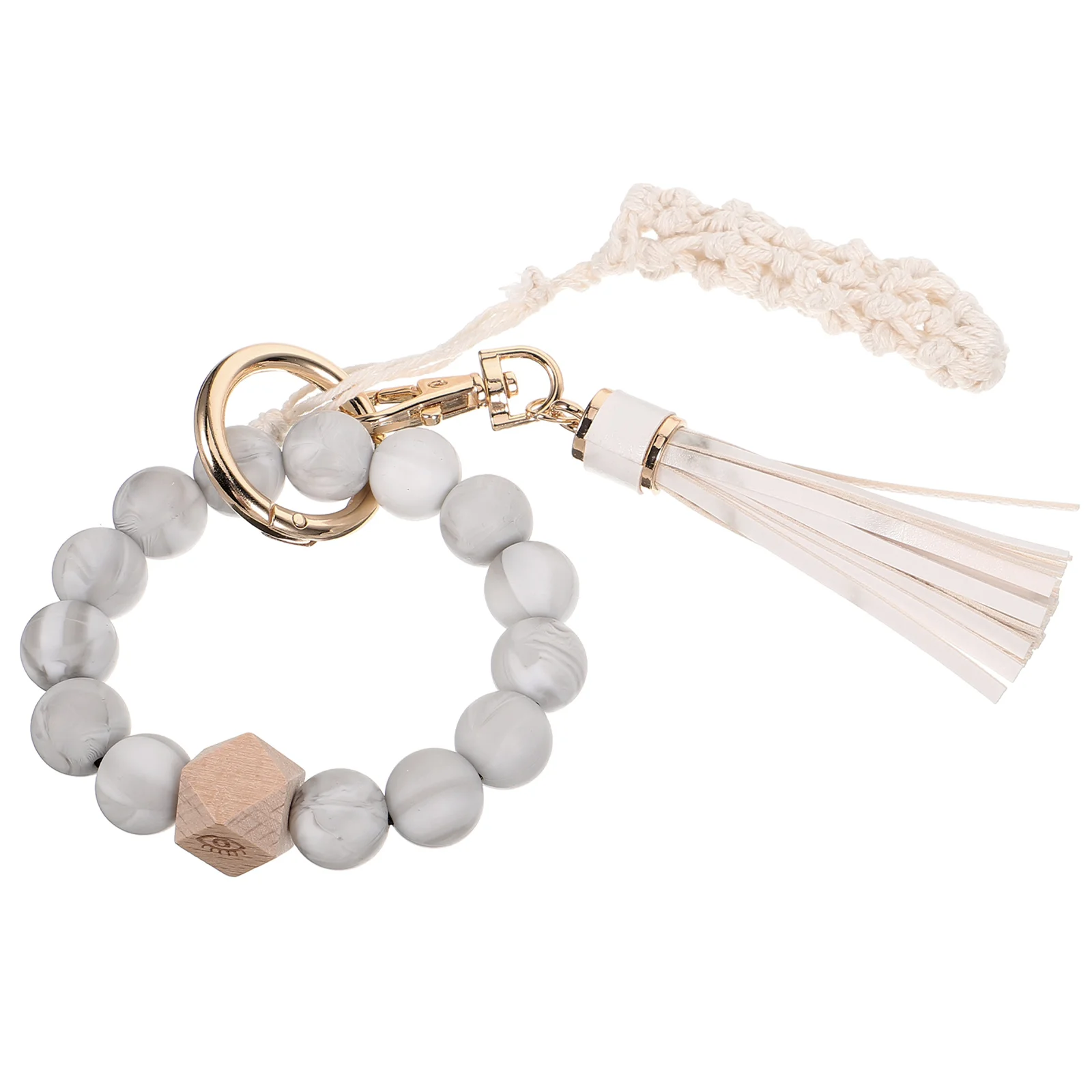 

Wrist Key Holder Bracelet Beaded Keychains Women Car Tassel Ring Kawaii Miss