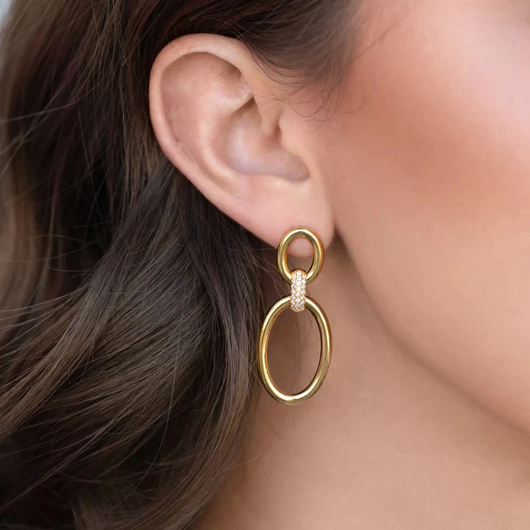 Винтажные соединяющие круглые серьги-подвески золотого цвета для женщин фианиты