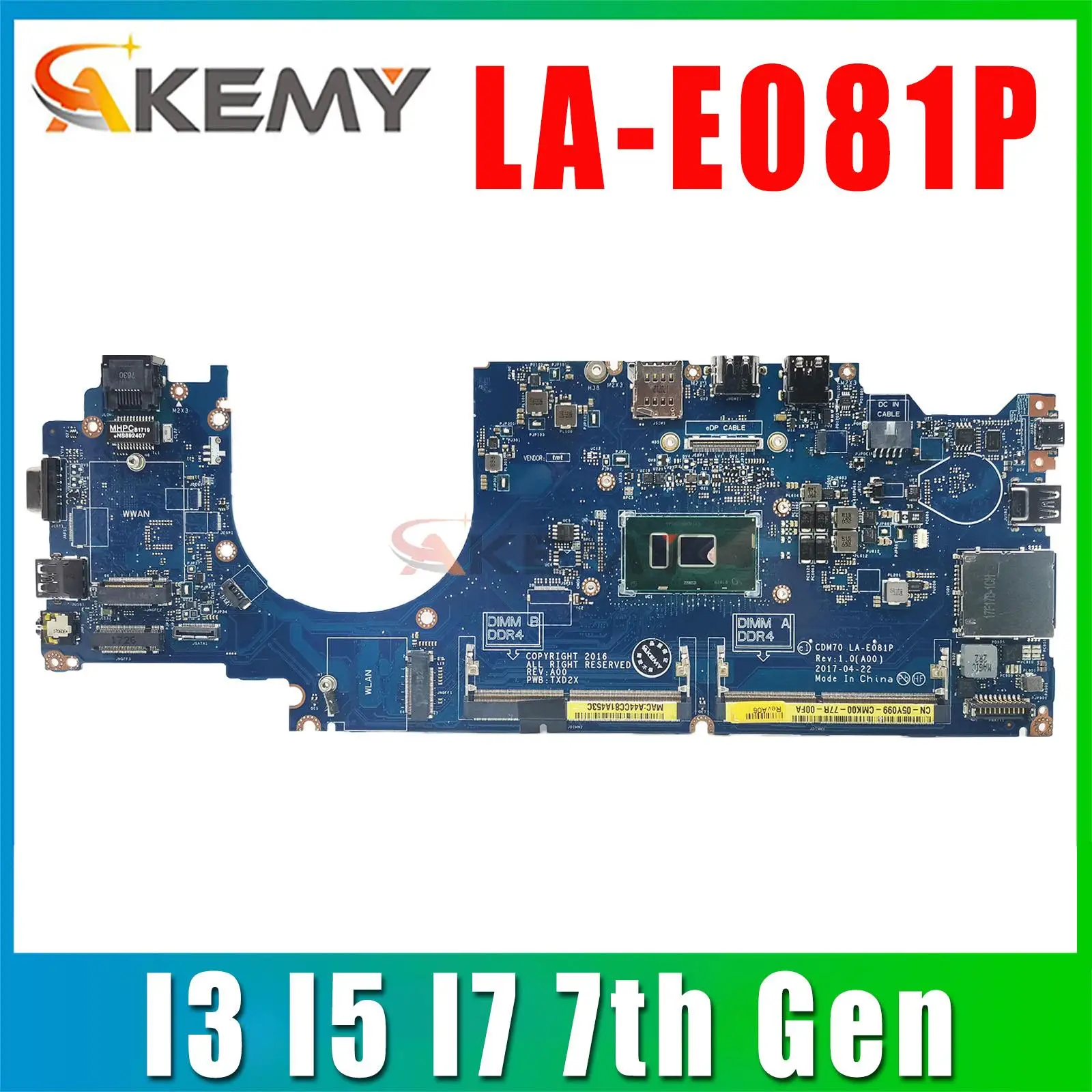 CN-05Y099 0HHY6K для dell Latitude 5480 E5480 материнская плата для ноутбука CDM70 LA-E081P с 3965U I3 I5 I7 Материнская плата 7-го поколения DDR4