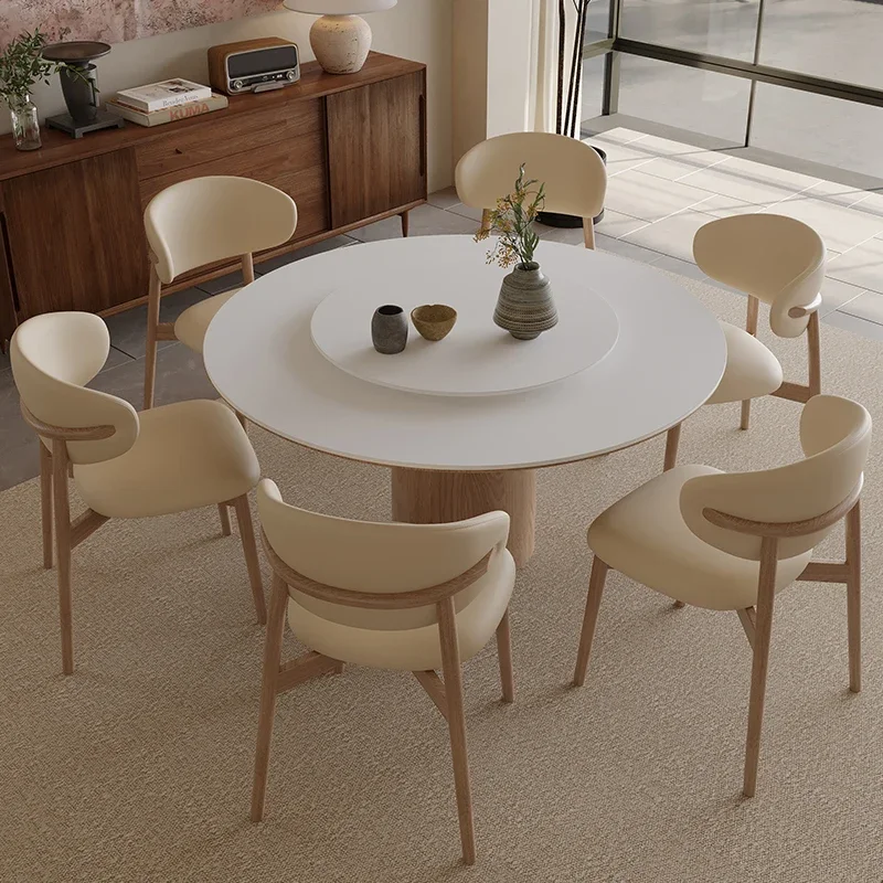 Круглый обеденный стол из каменной плиты современный простой легкий роскошный