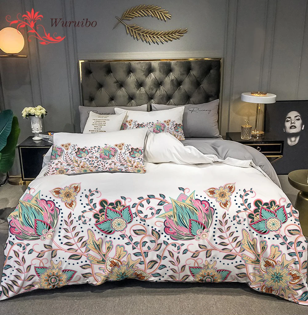 

3D Bedding Set Flower Print Duvet Cover Microfiber Fabric Bed Cover Sets For Girl Quilt Cover 2/3 Pcs Luxury Comforter Cover Set