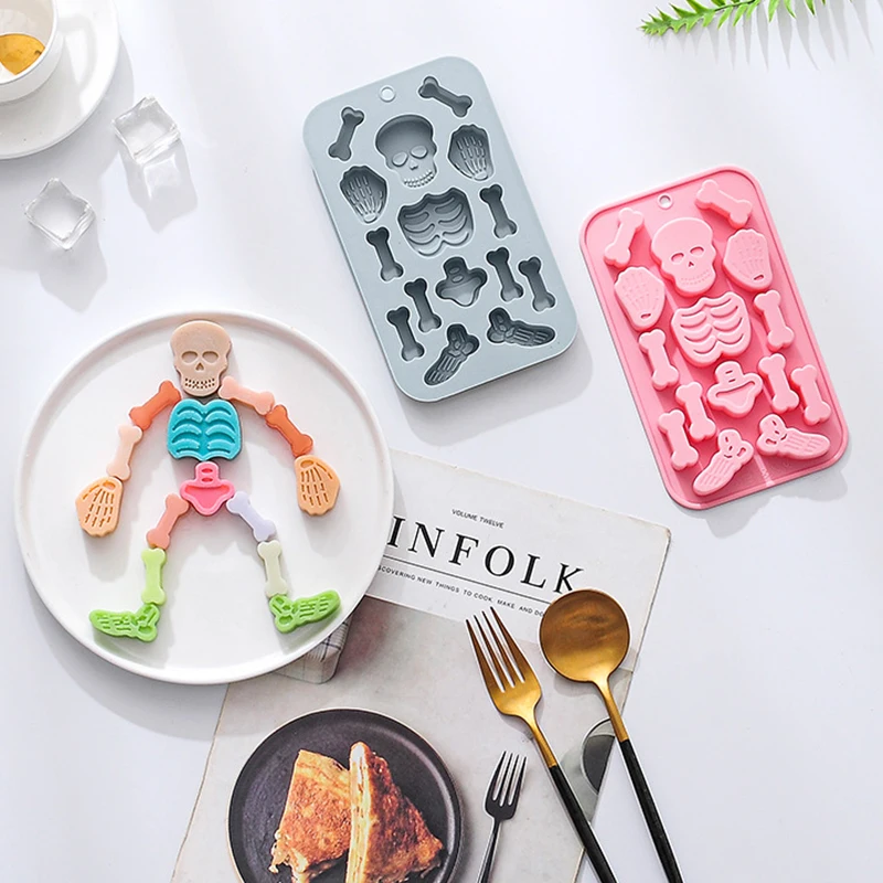 

Creative Grid Skeleton Skeleton Modeling Silicone Mold Chocolate Cake Cookie Baking Tools Icing Grid Tray Skull Kitchen Utensils